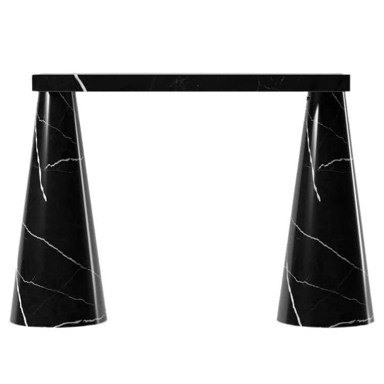 Toros Black Marble Designer Cone Shape Legs Console Polished - Image 4