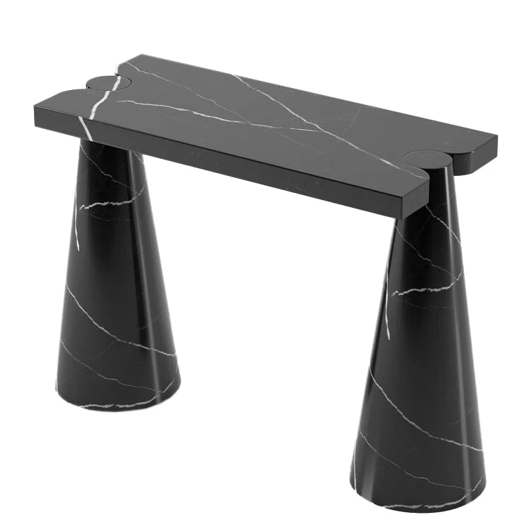 Toros Black Marble Designer Cone Shape Legs Console Polished - Image 5