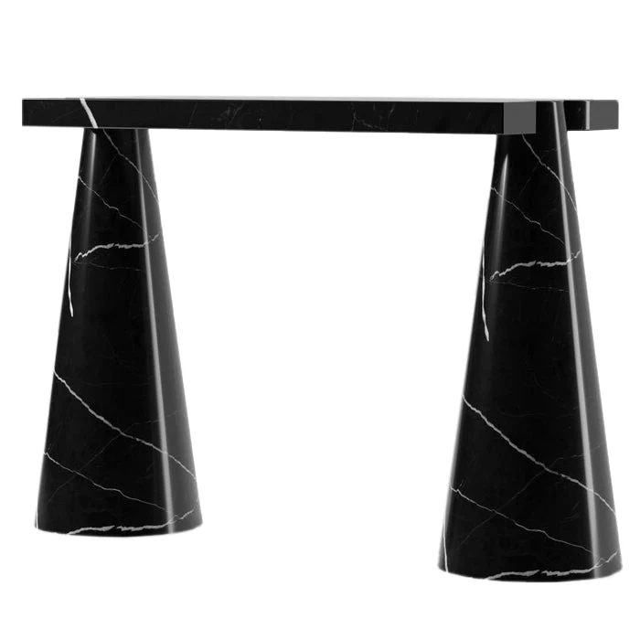 Toros Black Marble Designer Cone Shape Legs Console Polished - Image 7