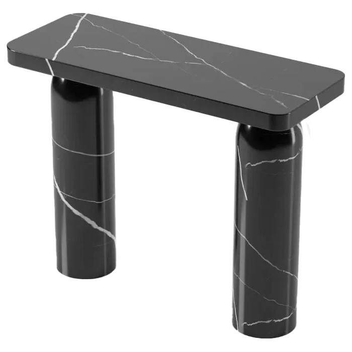 Toros Black Marble Designer Round Legs Console Polished - Image 2