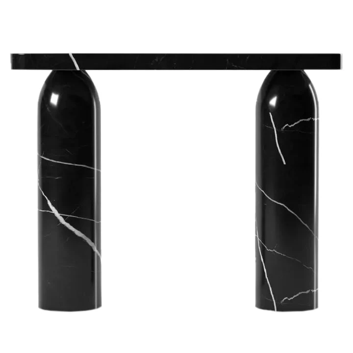 Toros Black Marble Designer Round Legs Console Polished - Image 3