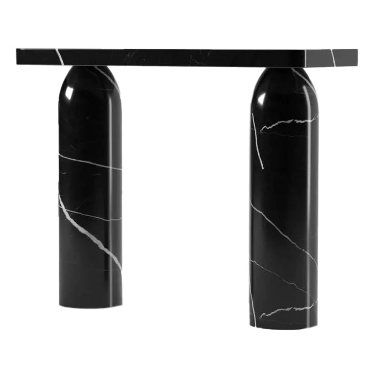 Toros Black Marble Designer Round Legs Console Polished - Image 6