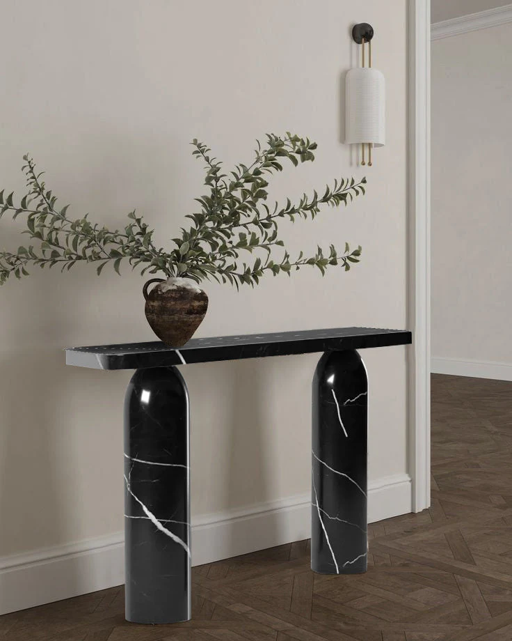 Toros Black Marble Designer Round Legs Console Polished - Image 7
