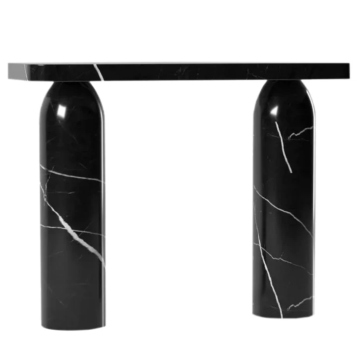 Toros Black Marble Designer Round Legs Console Polished - Image 8