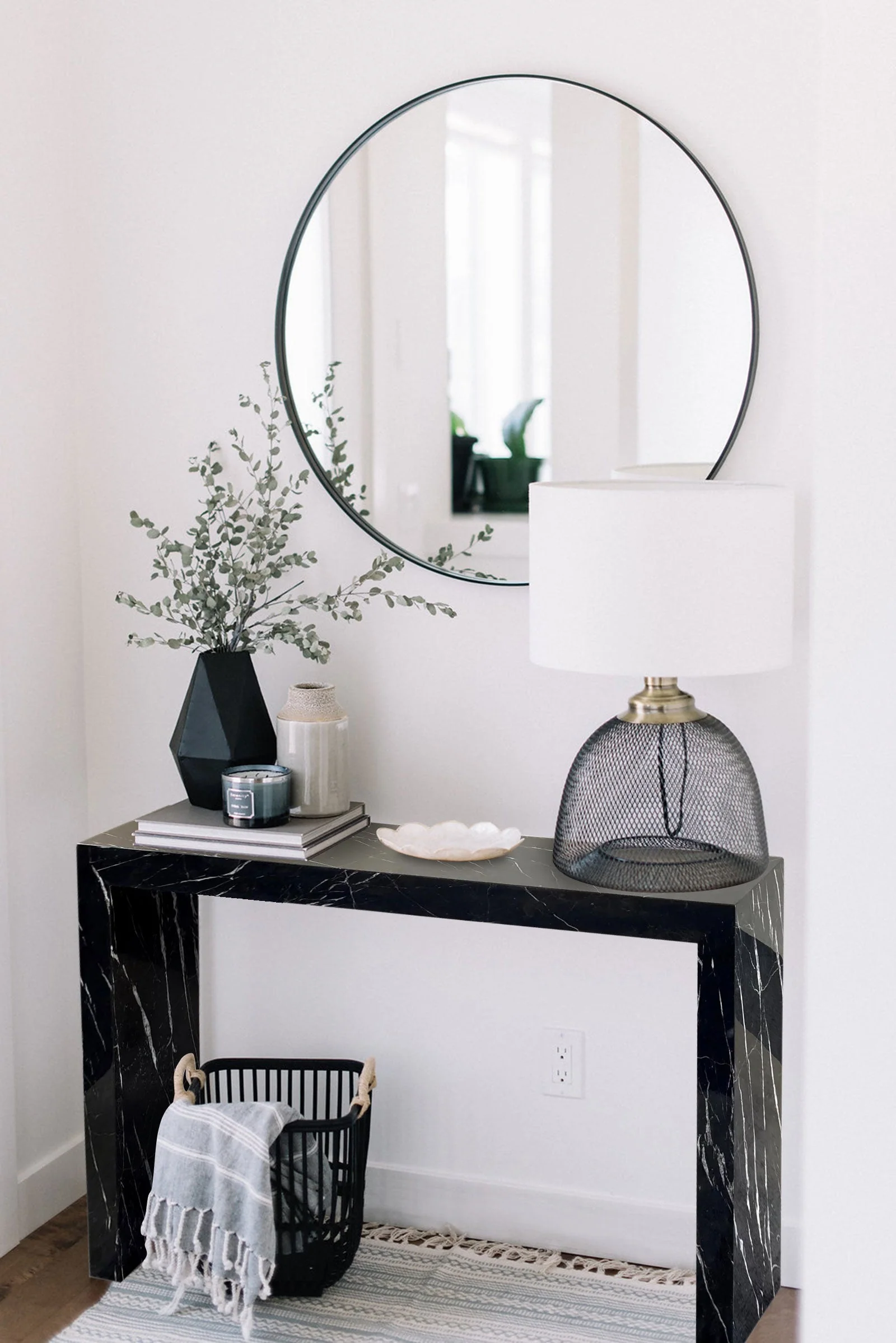 Toros Black Marble Rectangular Console Polished (W)12" (L)40" (H)30" - Image 4