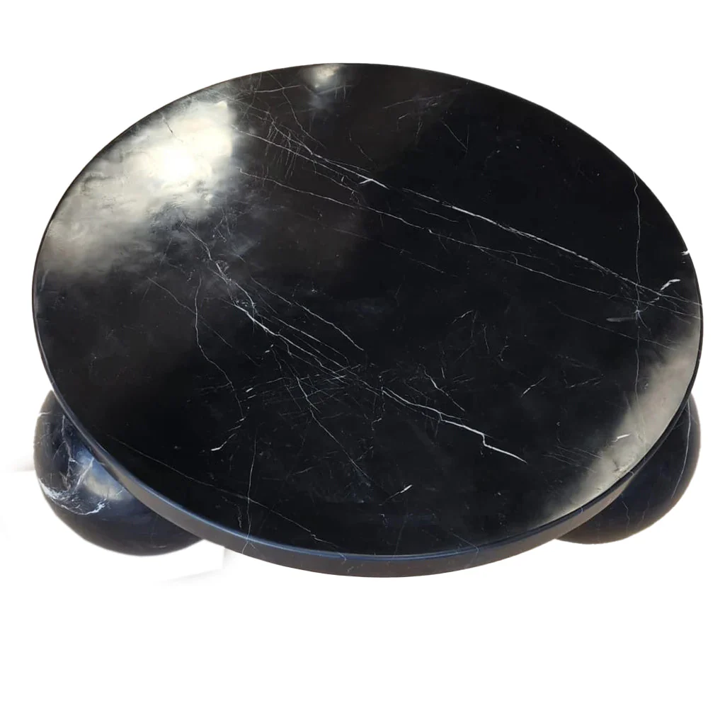 Toros Black Marble Round Designer Coffee Table with Sphere Legs - Image 4