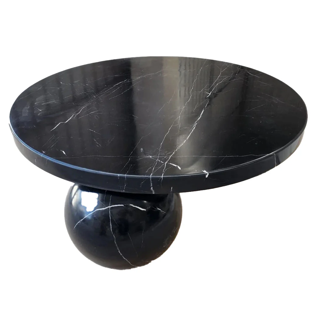 Toros Black Marble Round Designer Coffee Table with Sphere Legs - Image 5