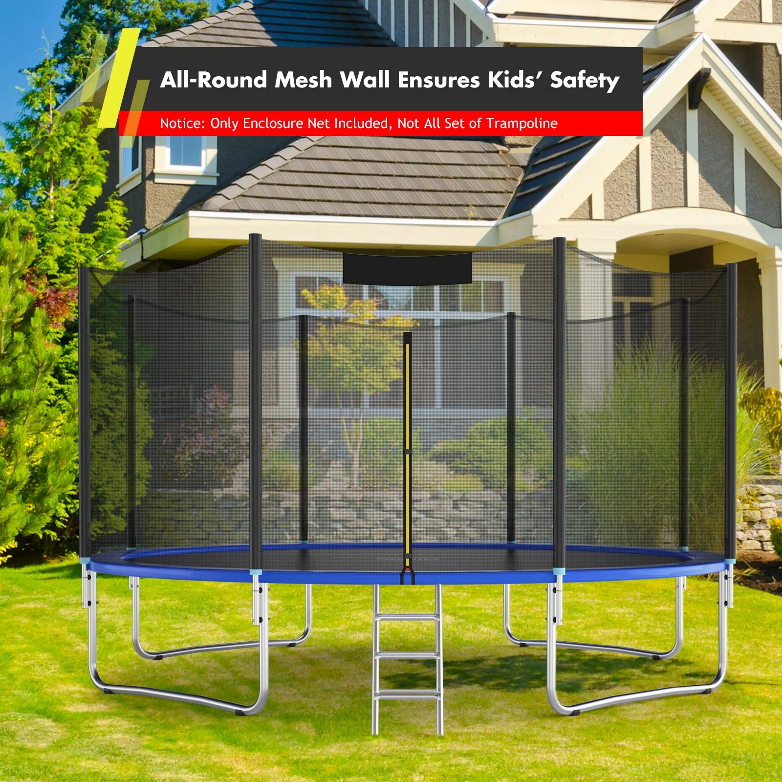 Trampoline Replacement Protection Enclosure Net with Zipper-12 ft - Image 6
