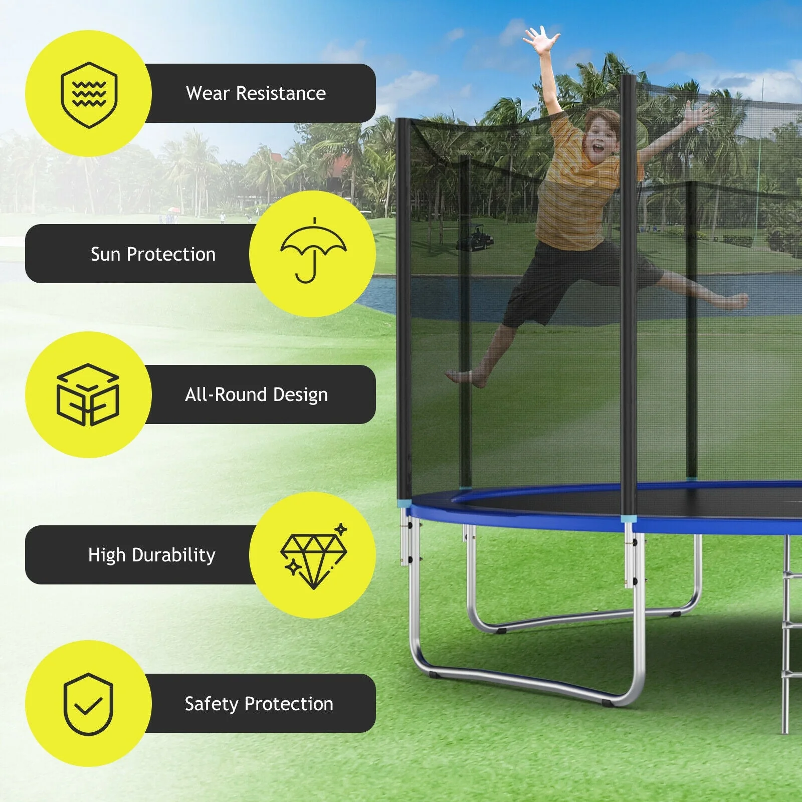 Trampoline Safety Replacement Protection Enclosure Net-16 ft - Image 8