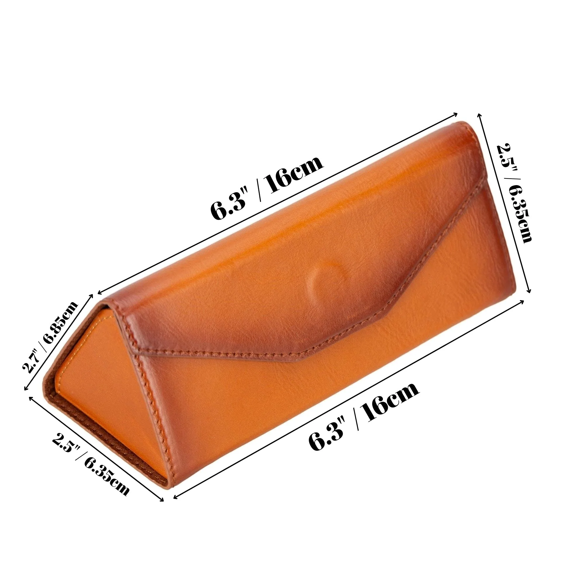 Triangle Leather Glasses Case – Vintage Eyewear Holder - Image 5