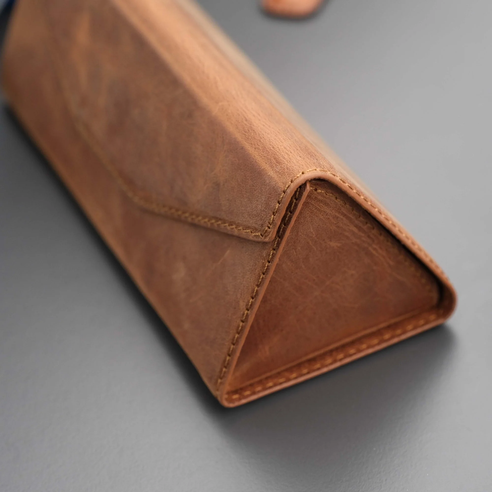 Triangle Leather Glasses Case – Vintage Eyewear Holder - Image 79