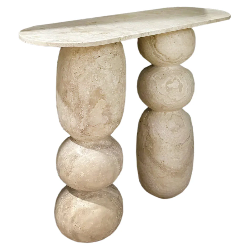 Troia Light Travertine Designer Console Filled and Honed (W)12" (L)49" (H)31.5" - Image 2