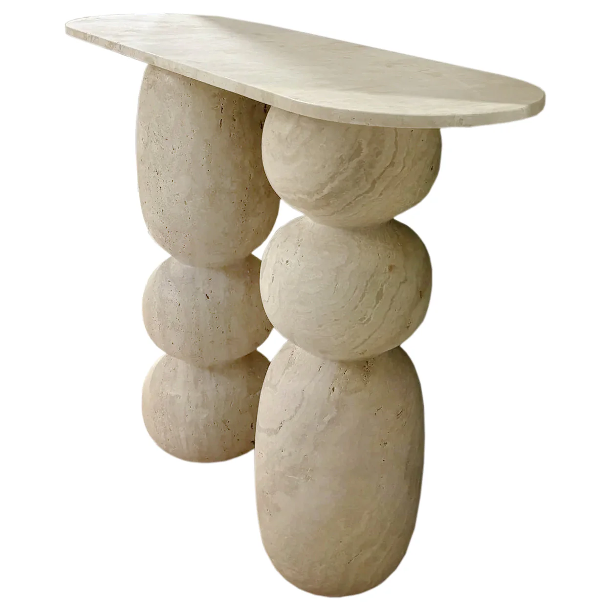 Troia Light Travertine Designer Console Filled and Honed (W)12" (L)49" (H)31.5" - Image 3