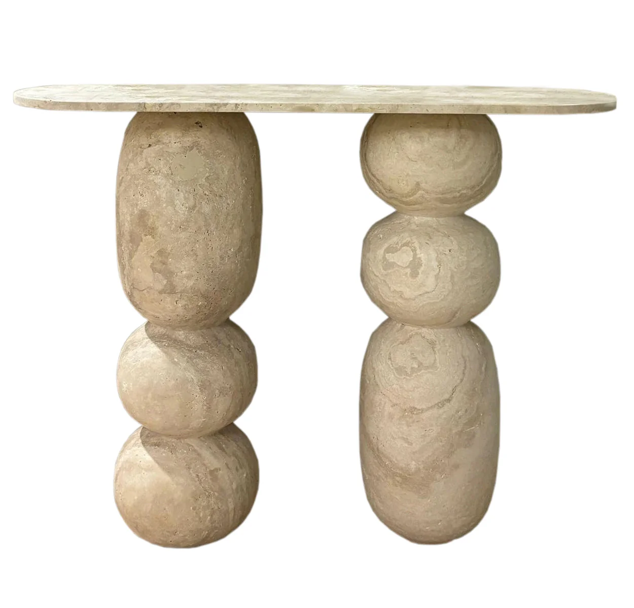 Troia Light Travertine Designer Console Filled and Honed (W)12" (L)49" (H)31.5" - Image 4