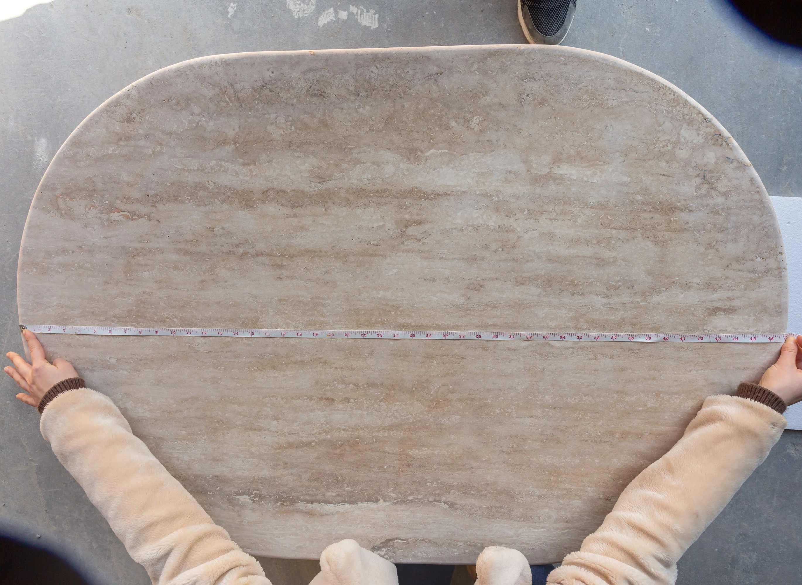 Troia Light Travertine Oval Shape Coffee Table Filled and Polished (W)24" (L)48" (H)16" - Image 10