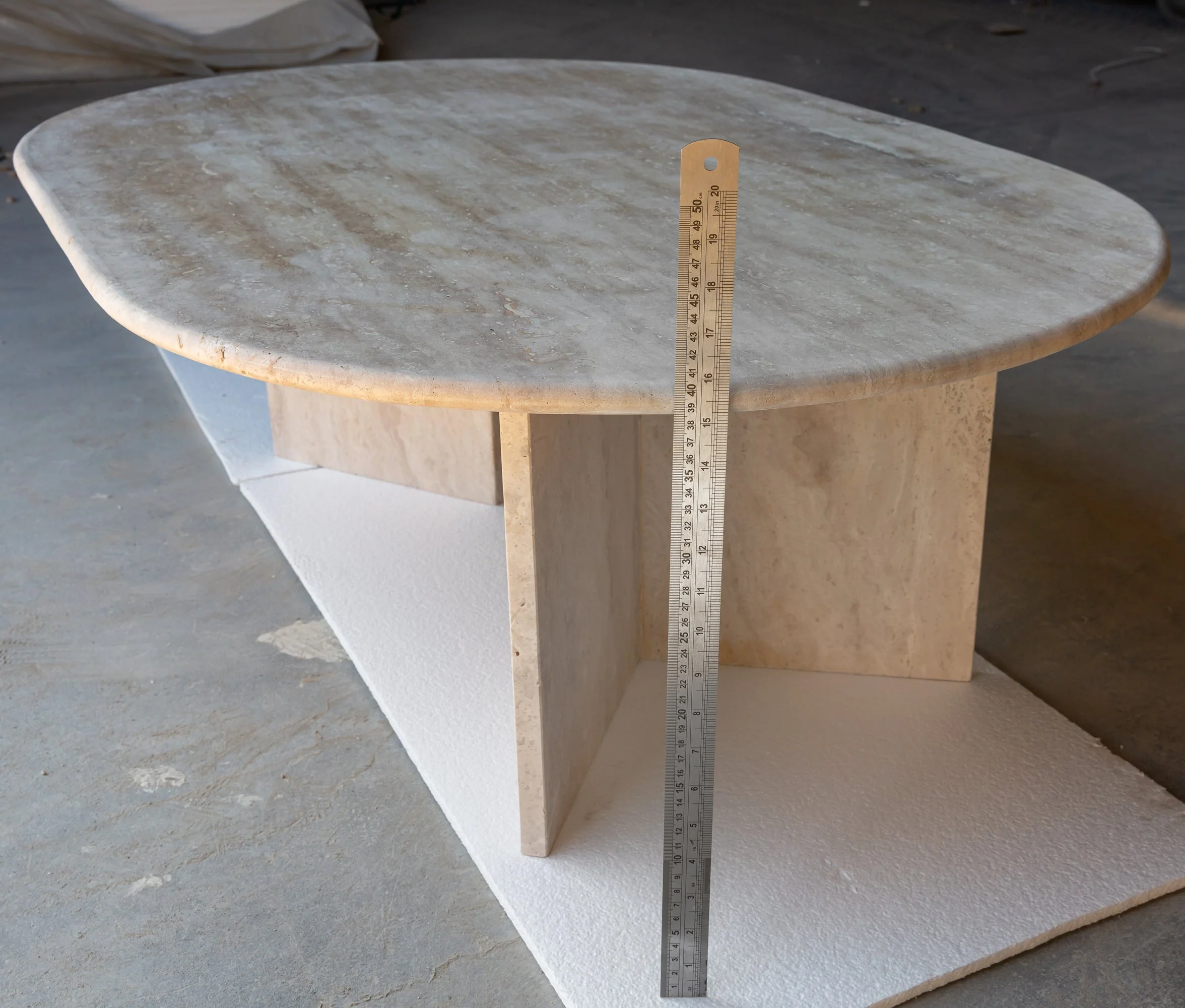 Troia Light Travertine Oval Shape Coffee Table Filled and Polished (W)24" (L)48" (H)16" - Image 15