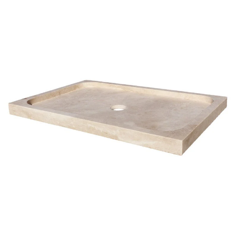 Troia Light Travertine Rectangular Shower Base Hand-carved from Solid Block (W)32" (L)48" (H)3" - Image 2