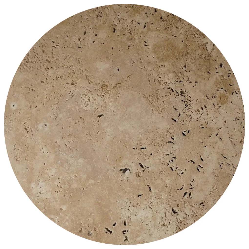 Troia Light Travertine Round End/Side Table U Shape Legs Unfilled, Honed (D)18" (H)20" - Image 3