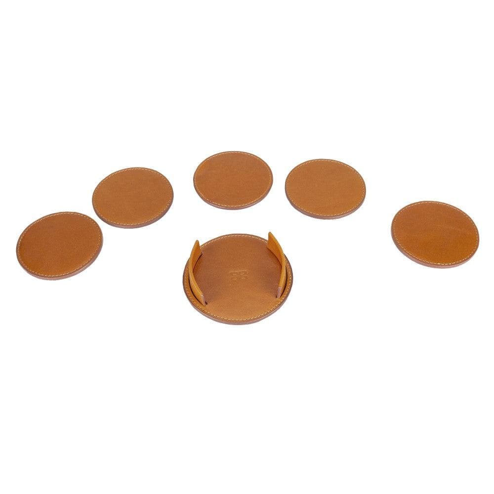Tucson Genuine Leather Coaster Set of 5 with Holder - Premium Cup Coasters - Image 3
