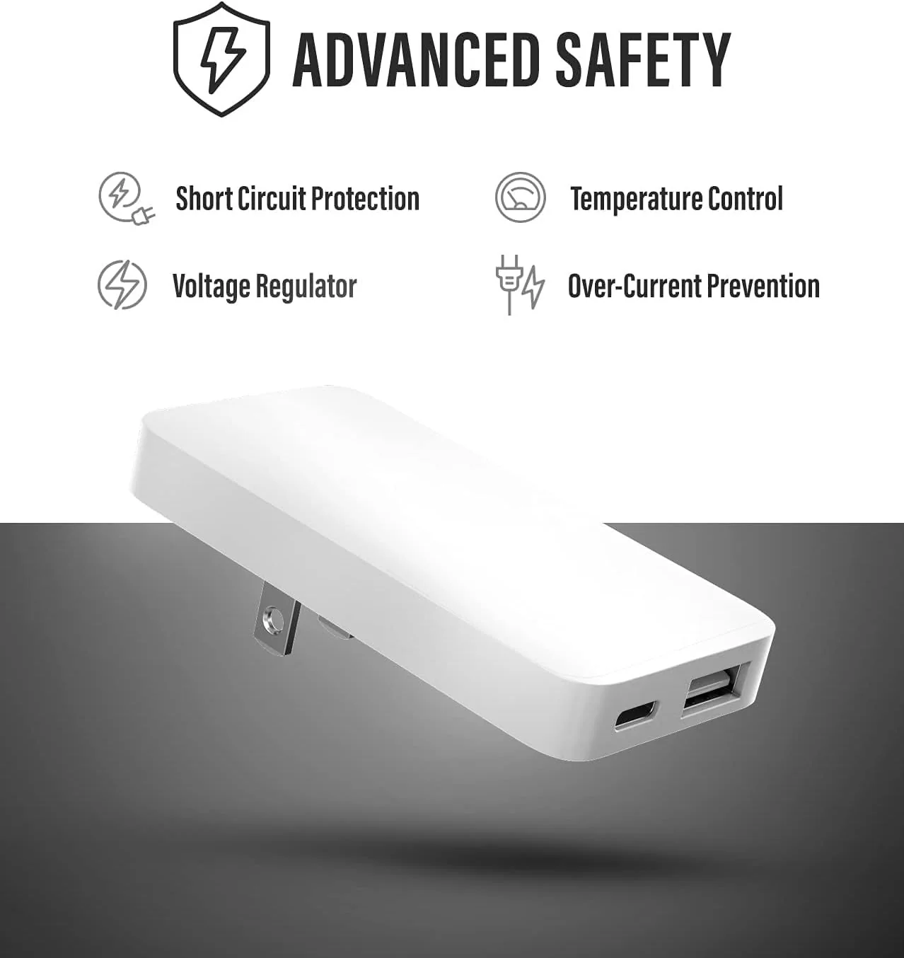 Type C Flat Wall Charger, Ultra Slim (Multi-Port Power Adapter) for iPhone 11/12/13/14 iPhone 15 Pro/Max and Samsung Galaxy Models, 20W Fast Charging Outlet Plug - 2 Pack (Dual USB-C USB-A) - Image 4