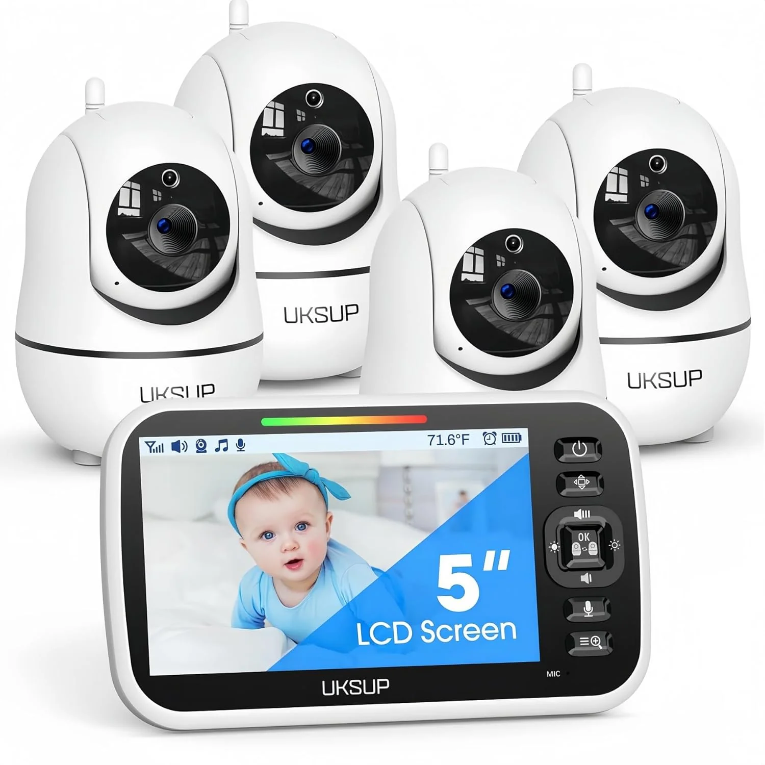 UKSUP Baby Monitor with 4 Cameras and Audio- Video Baby Monitor with 960ft Long Range, Remote Pan-Tilt-Zoom, Night Vision, Temperature Sensor, 2-Way Talk, 8 Lullabies, 30-Hour Battery & No WiFi - Image 9