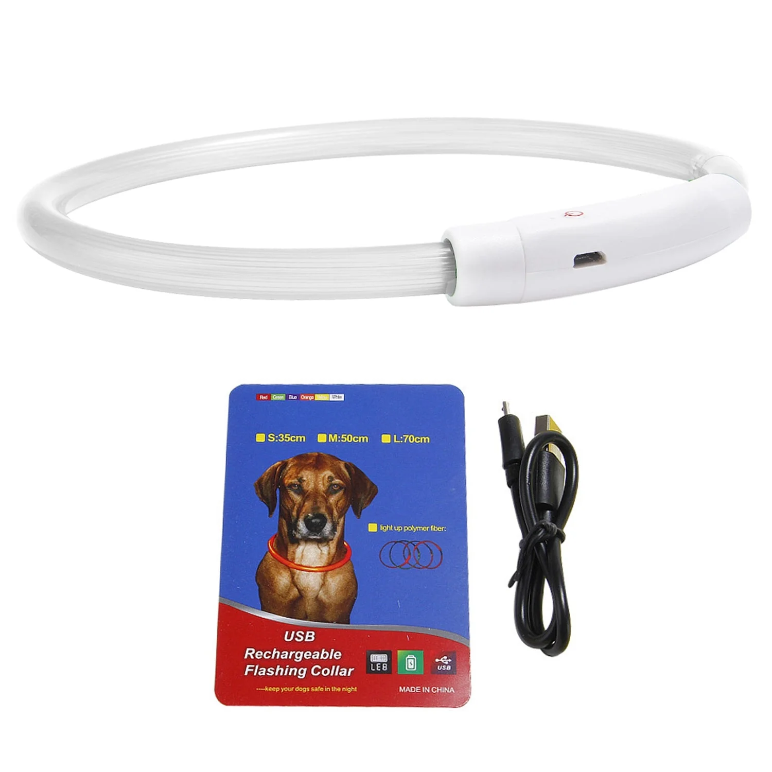 USB Rechargeable LED Dog Collar Multi-Color Lighting Dog Safety Collar Cuttable Length Glow Dog Collar For Small Medium Large Dog Night Walking - Image 4