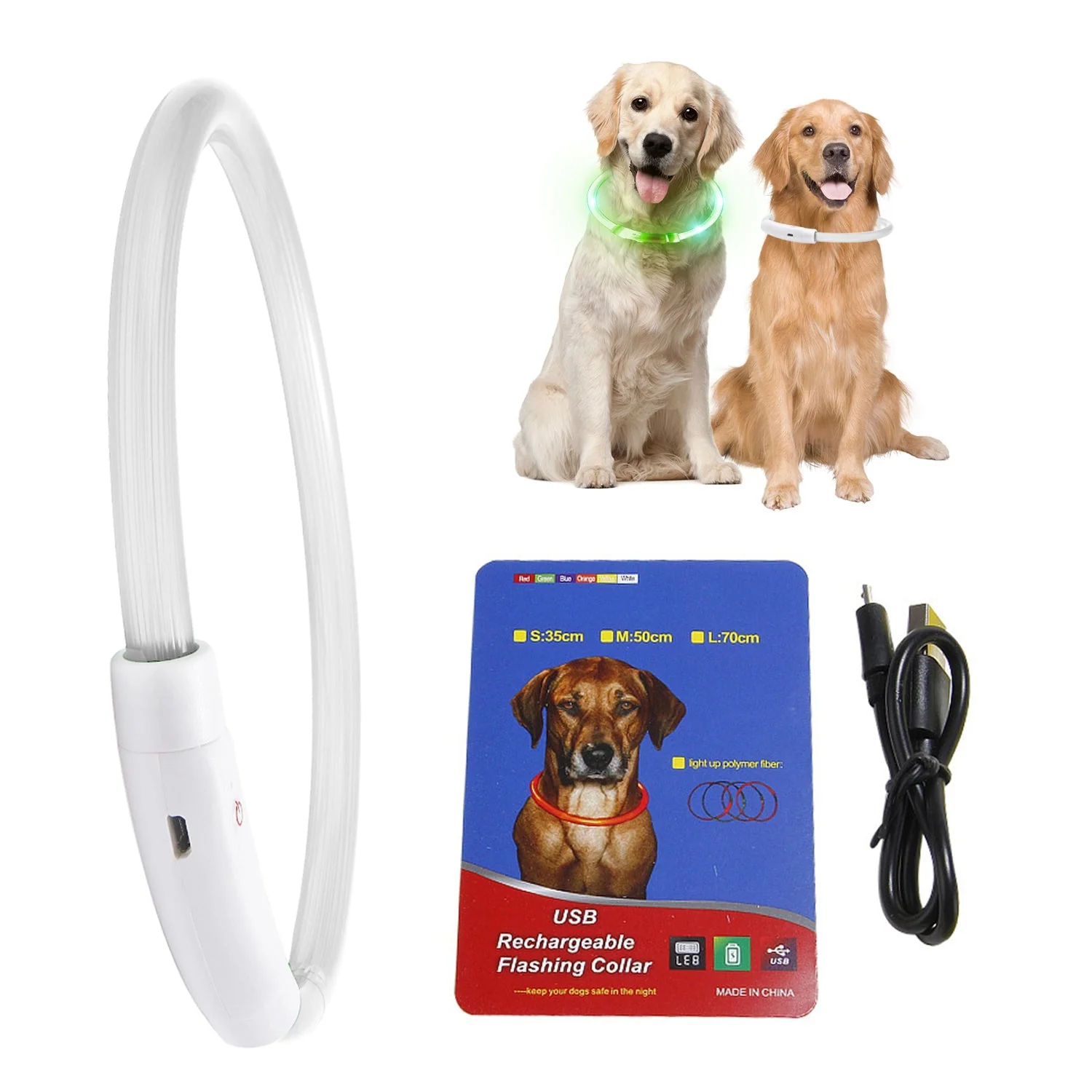 USB Rechargeable LED Dog Collar Multi-Color Lighting Dog Safety Collar Cuttable Length Glow Dog Collar For Small Medium Large Dog Night Walking - Image 5