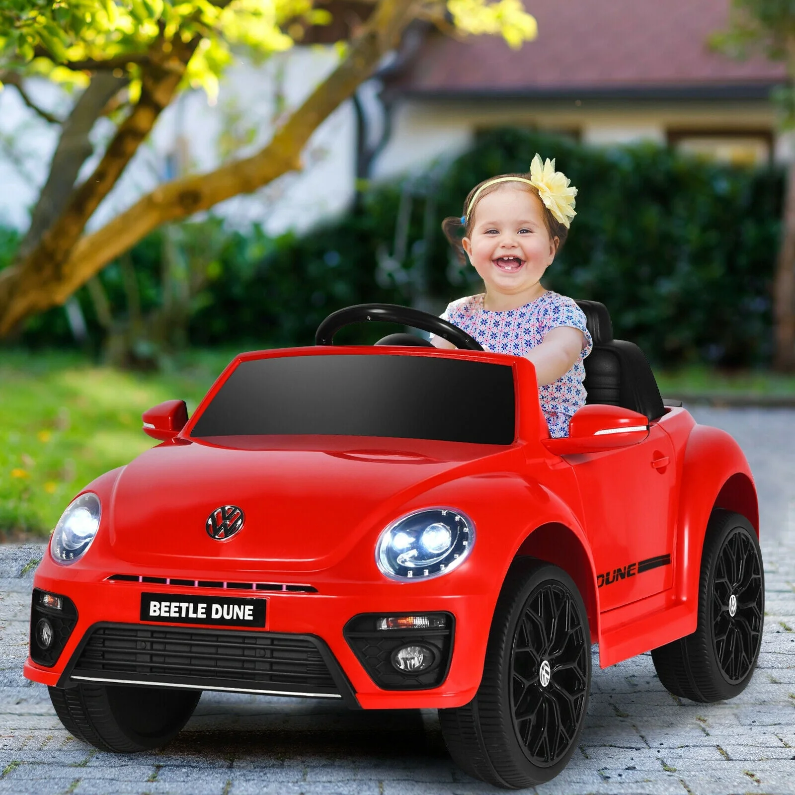 Volkswagen Beetle Kids Electric Ride On Car with Remote Control-Red - Image 2