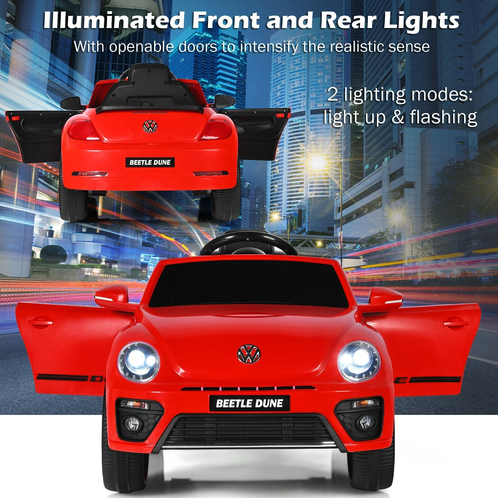 Volkswagen Beetle Kids Electric Ride On Car with Remote Control-Red - Image 6