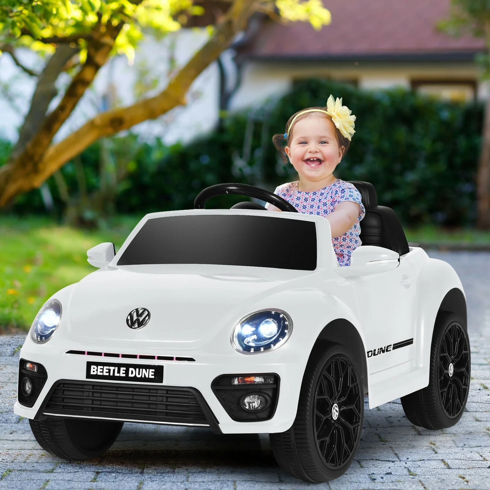 Volkswagen Beetle Kids Electric Ride On Car with Remote Control-White - Image 2