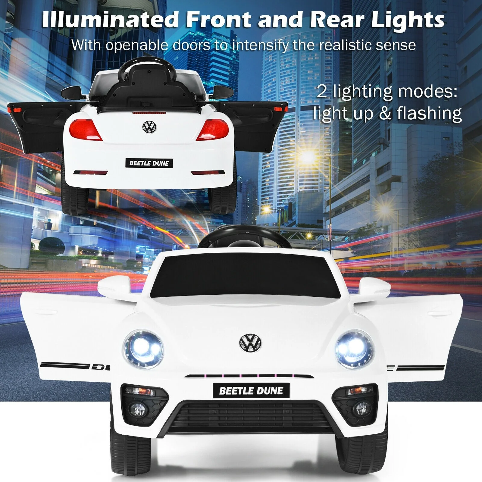 Volkswagen Beetle Kids Electric Ride On Car with Remote Control-White - Image 5