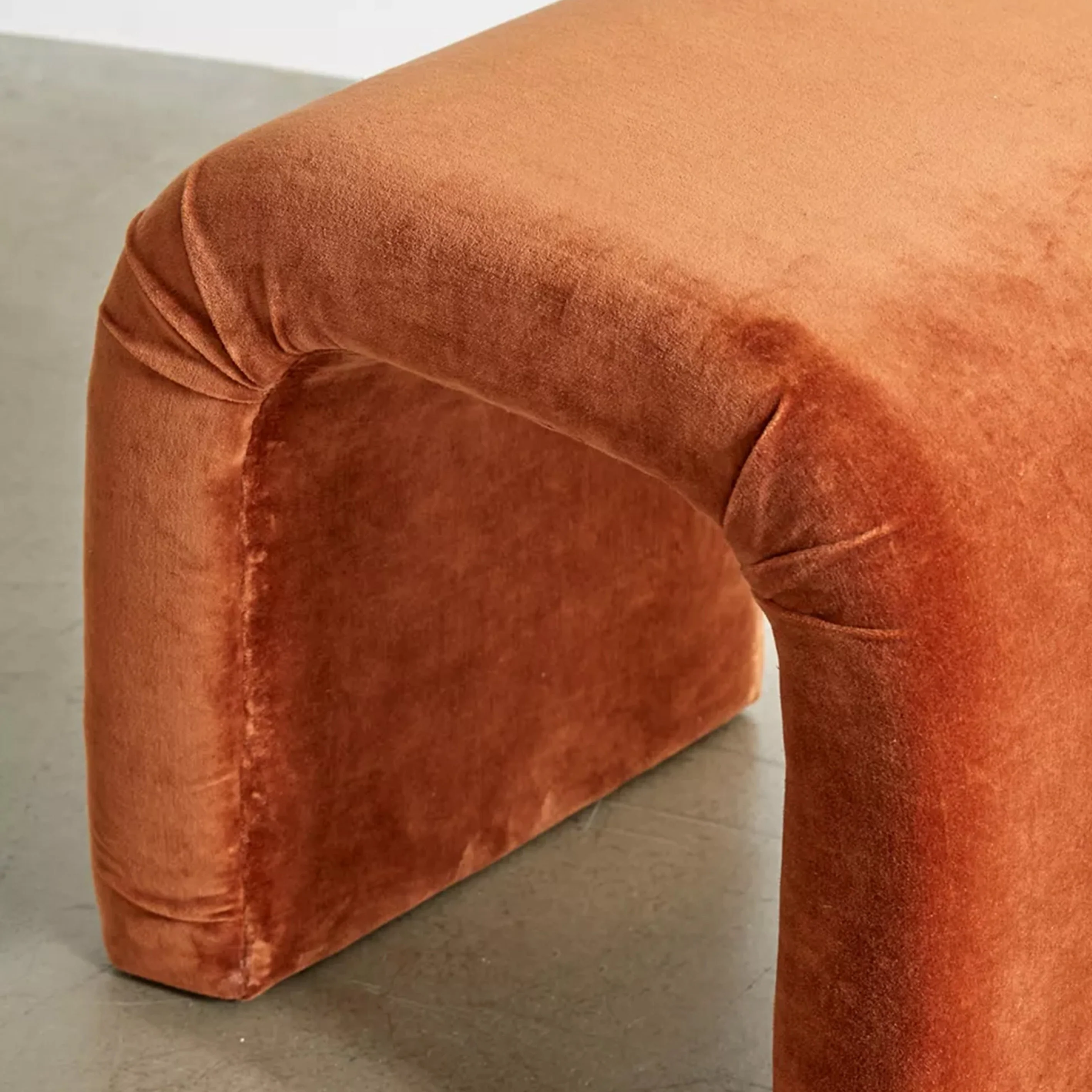 Waterfall Stool in Burnt Orange Velvet (W)19.5" (L)19" (H)16" - Image 2