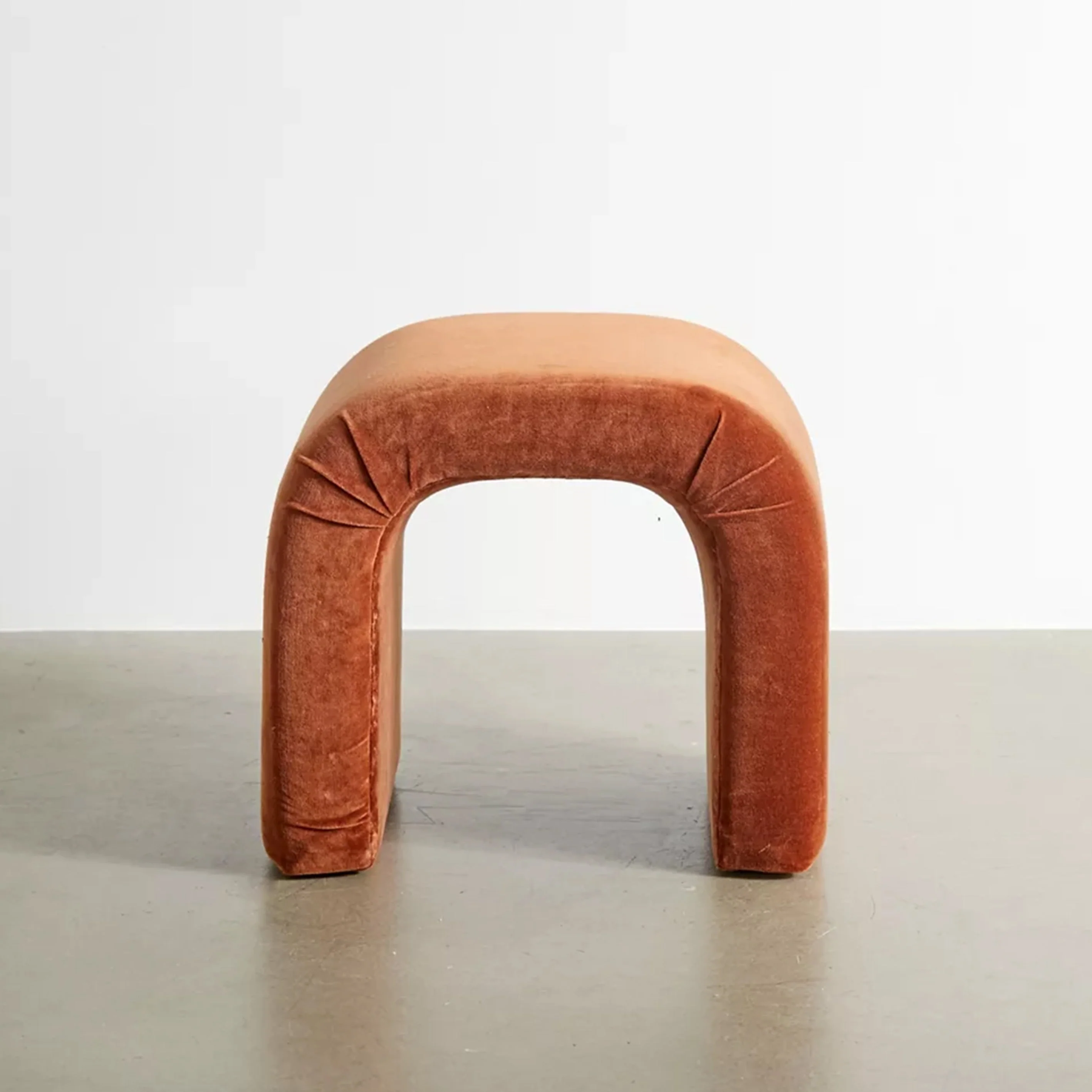 Waterfall Stool in Burnt Orange Velvet (W)19.5" (L)19" (H)16" - Image 3