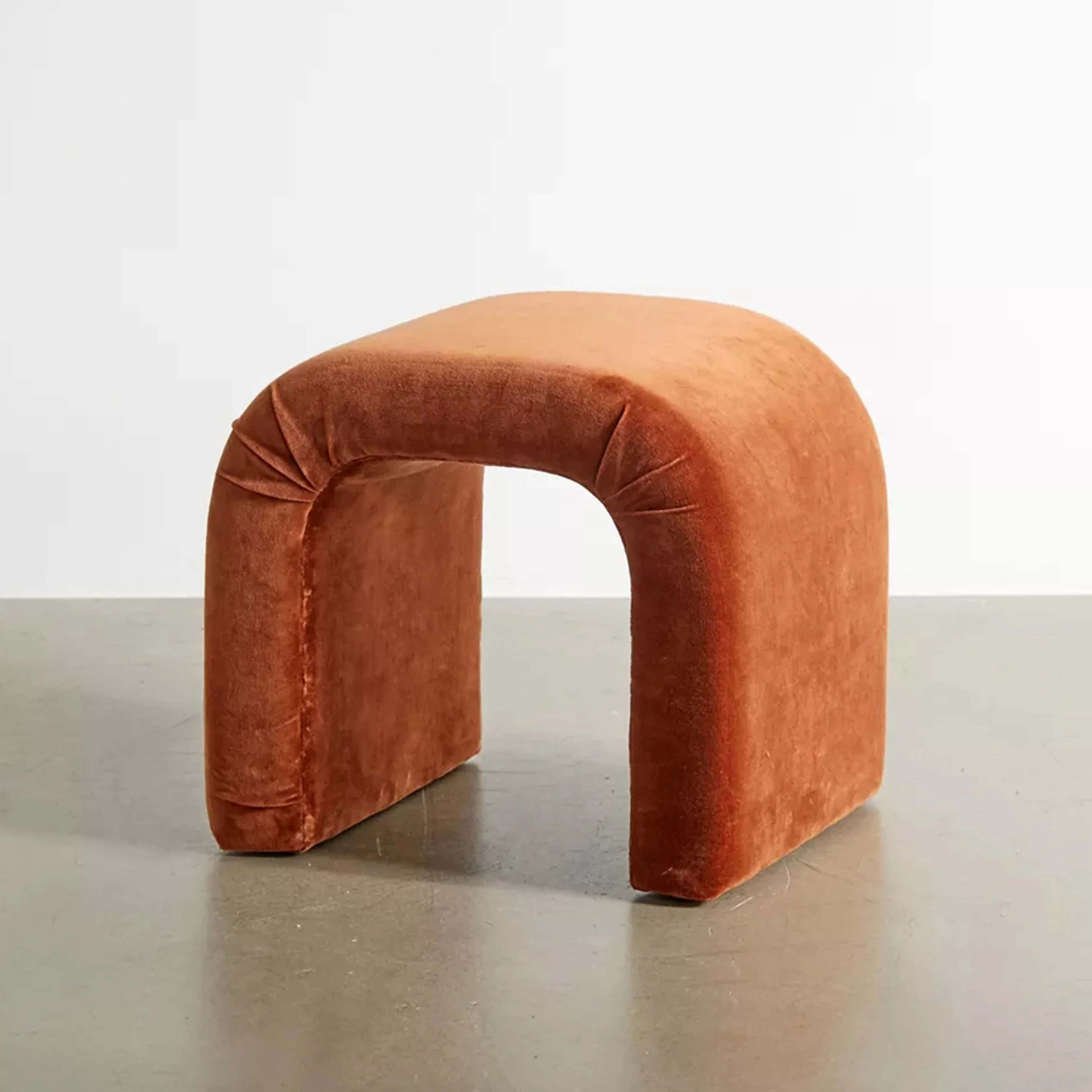 Waterfall Stool in Burnt Orange Velvet (W)19.5" (L)19" (H)16" - Image 4