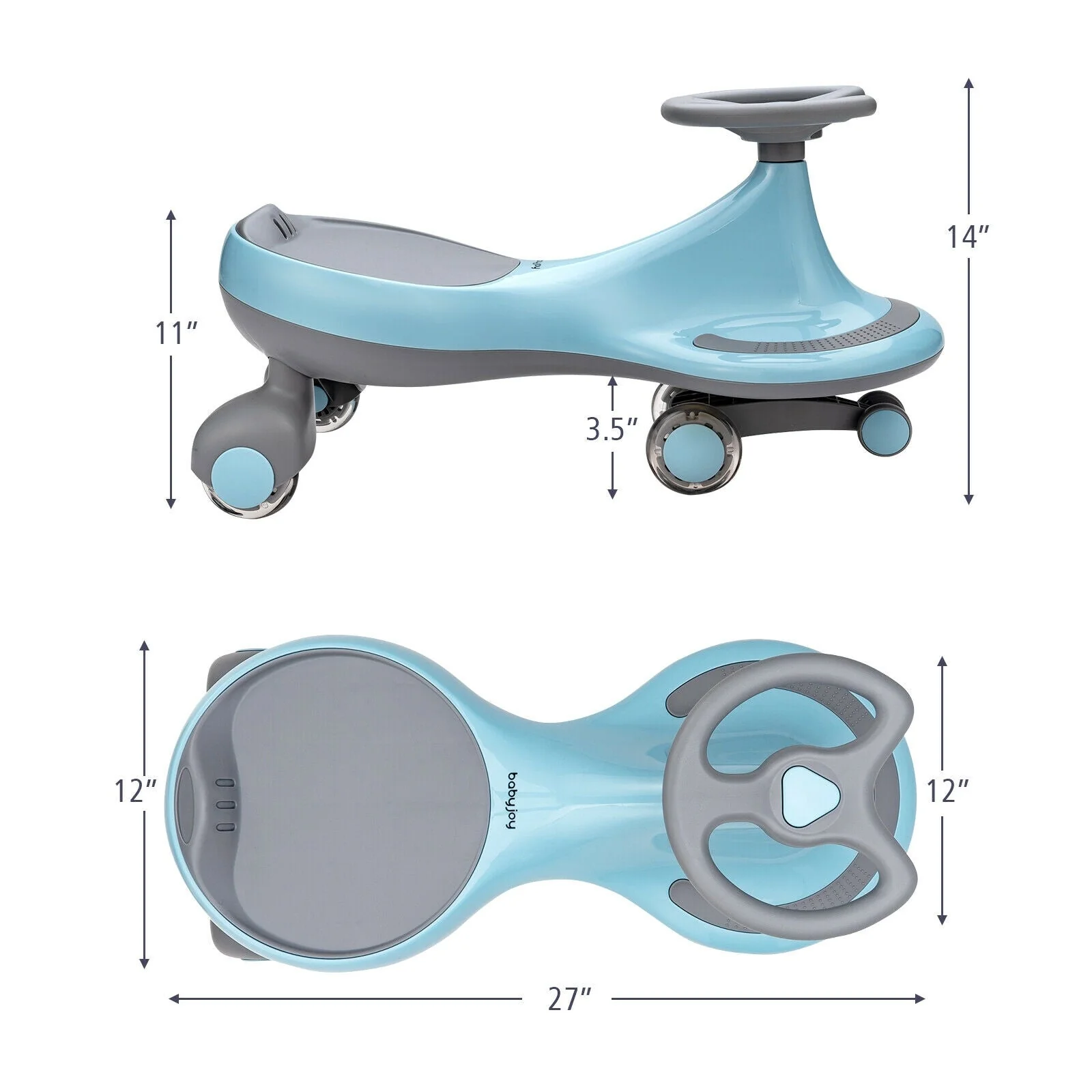 Wiggle Car Ride-on Toy with Flashing Wheels-Blue - Image 5