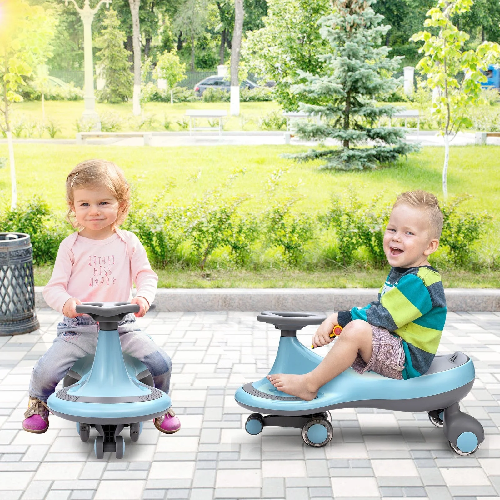 Wiggle Car Ride-on Toy with Flashing Wheels-Blue - Image 7