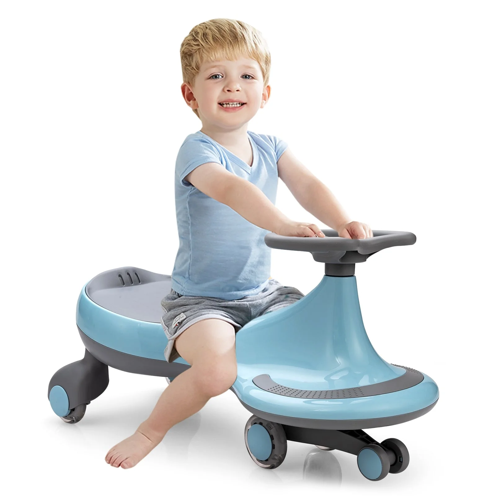 Wiggle Car Ride-on Toy with Flashing Wheels-Blue - Image 8