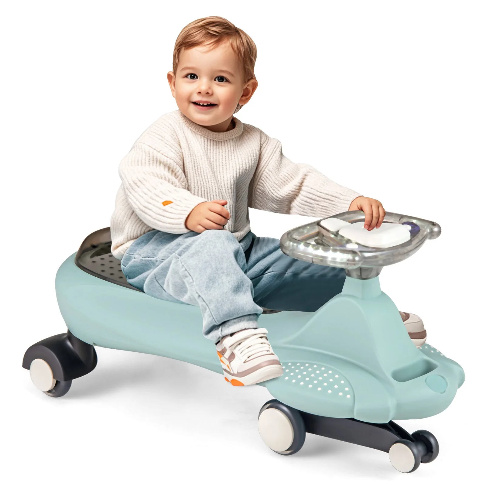 Wiggle Car with Hauling Rope Ride on Toy with Under-Seat Storage-Green - Image 4