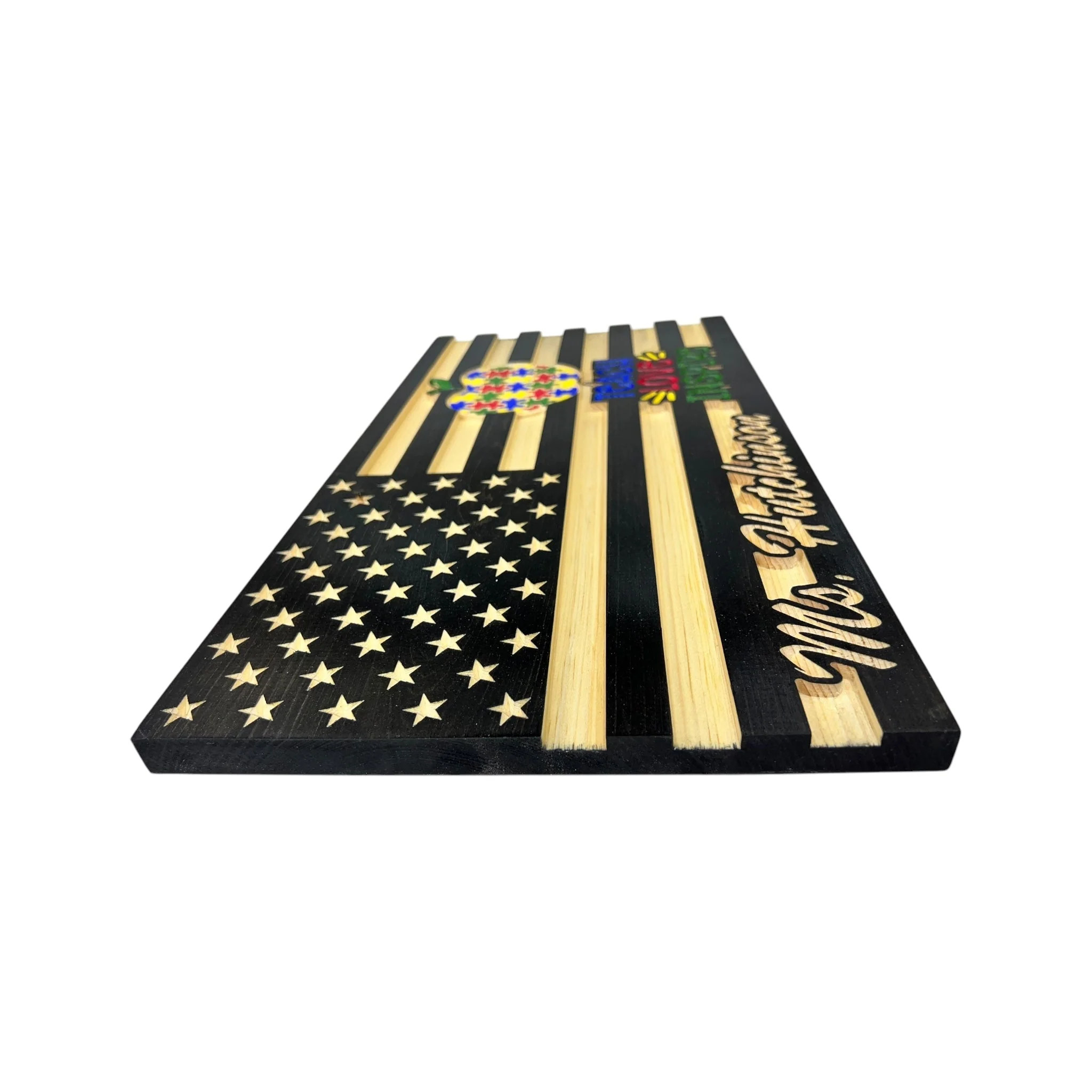 Wooden American Flag for Teachers with Personalized Engraving - Image 3
