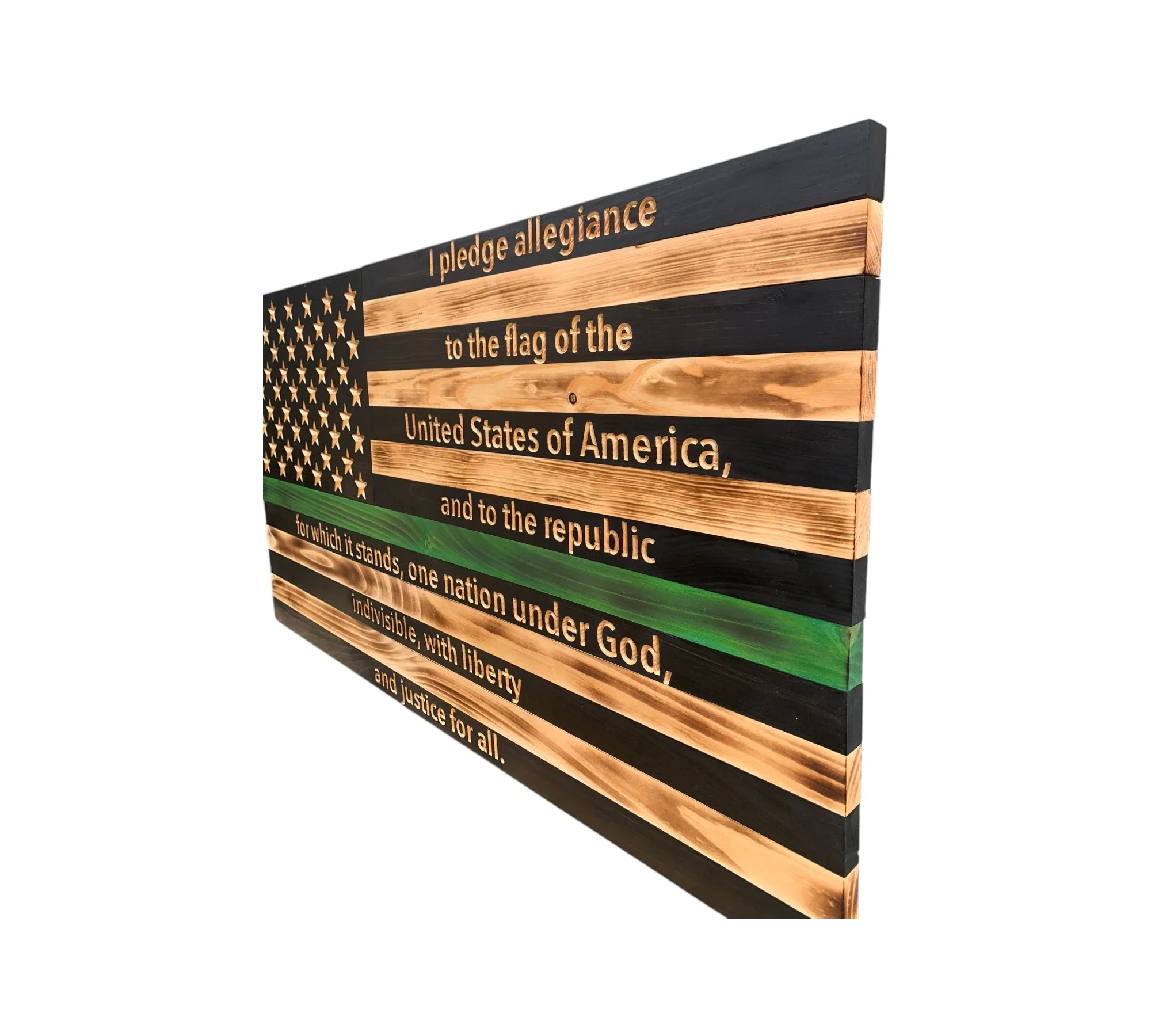 Wooden American Flag with Engraved Pledge of Allegiance - Image 2