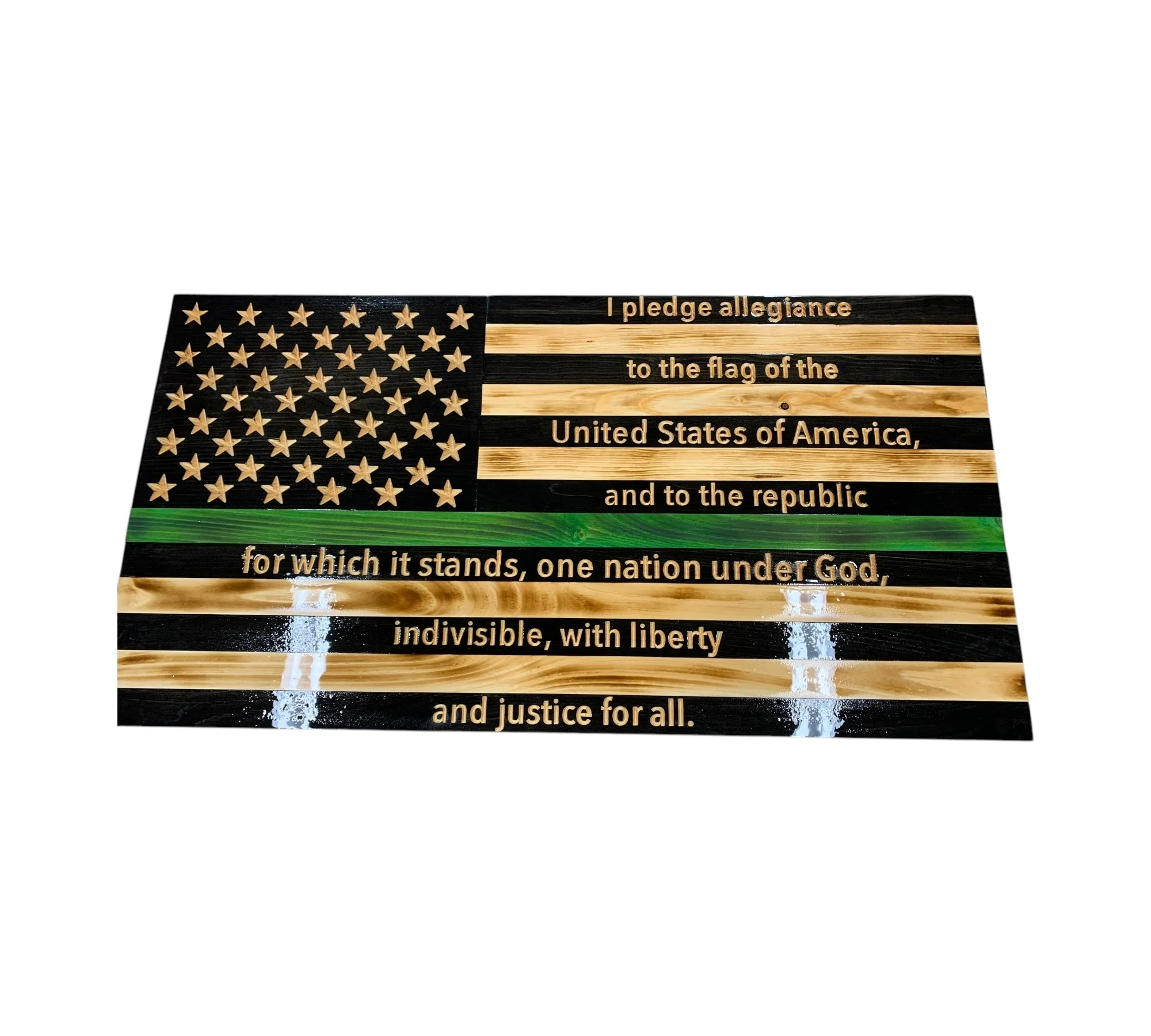 Wooden American Flag with Engraved Pledge of Allegiance - Image 3