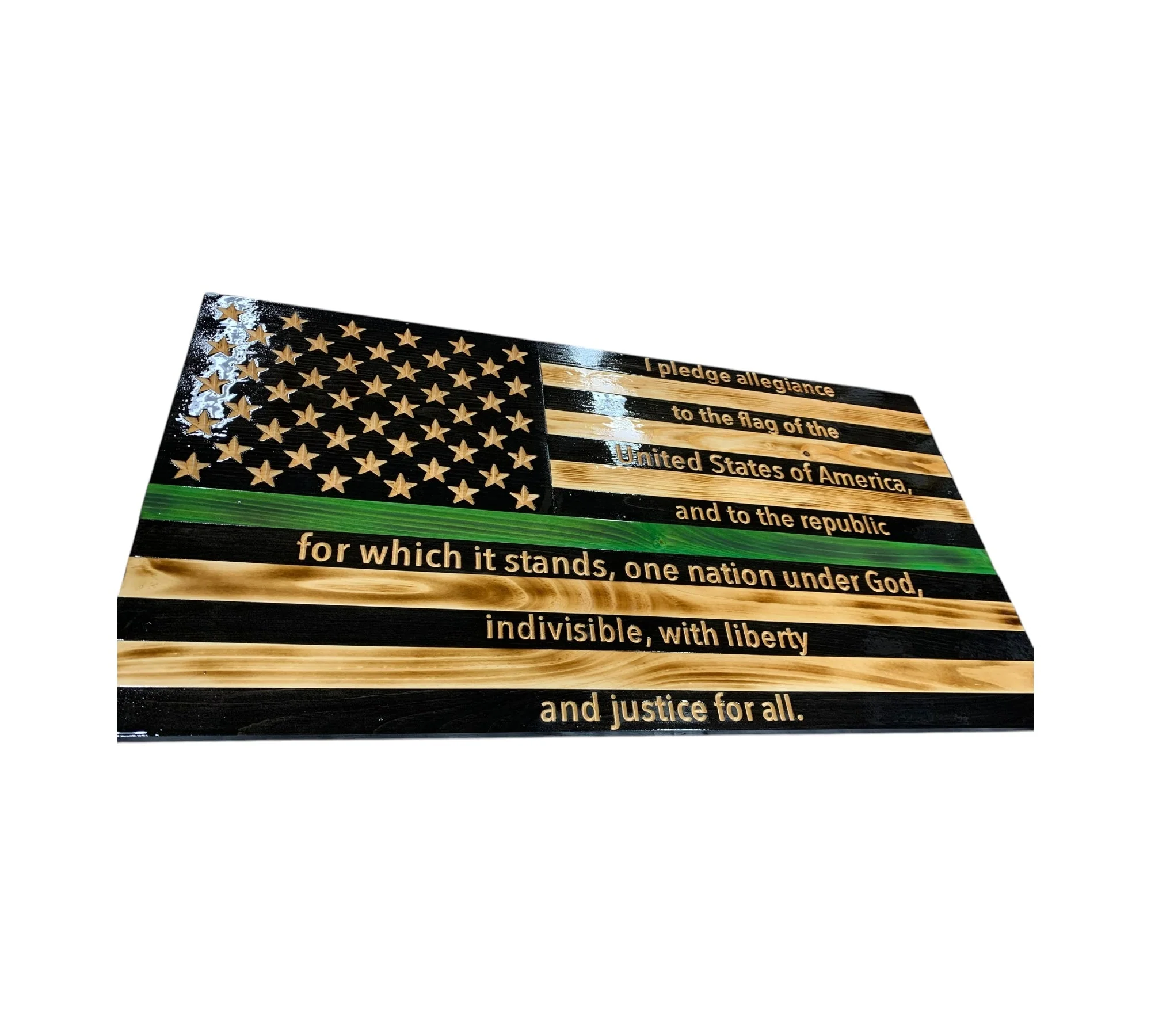 Wooden American Flag with Engraved Pledge of Allegiance - Image 4
