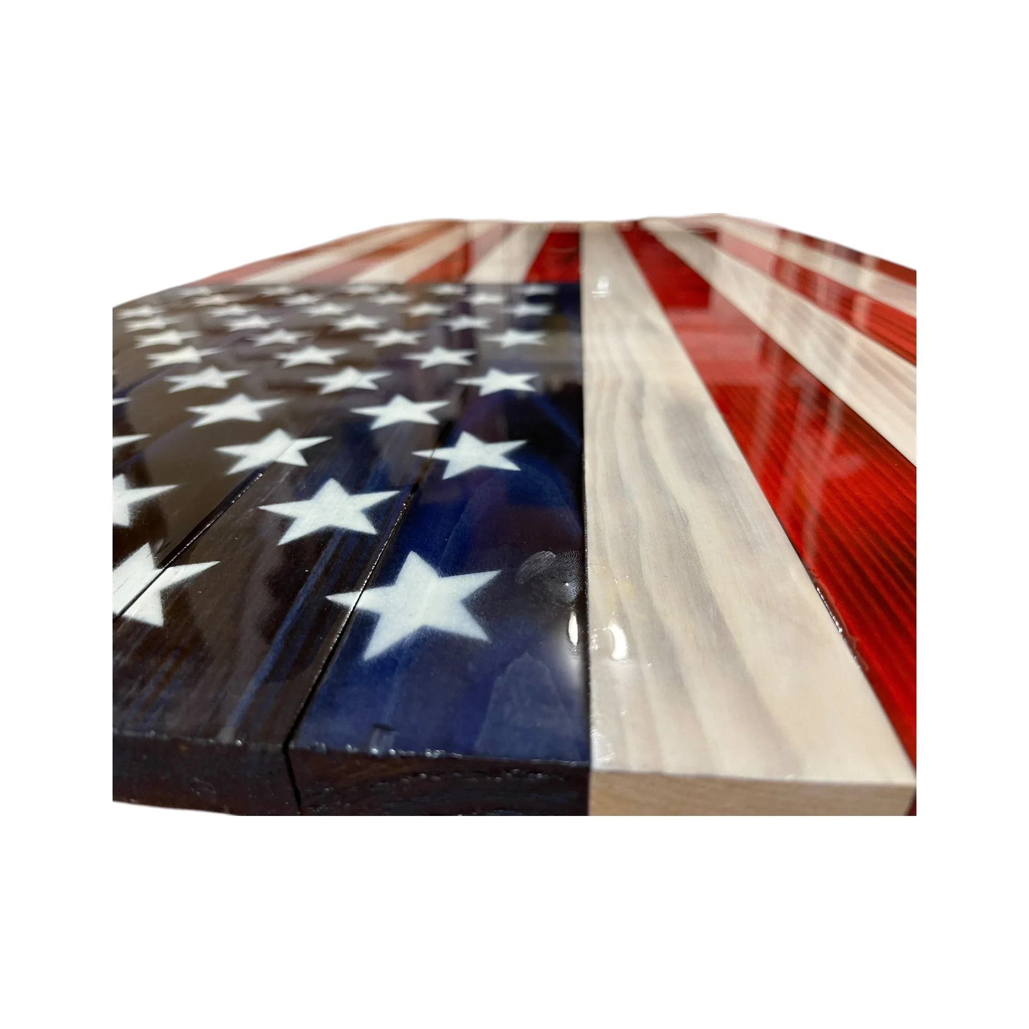 Wooden American Flag with Epoxy Coating and Custom Engraving - Image 3