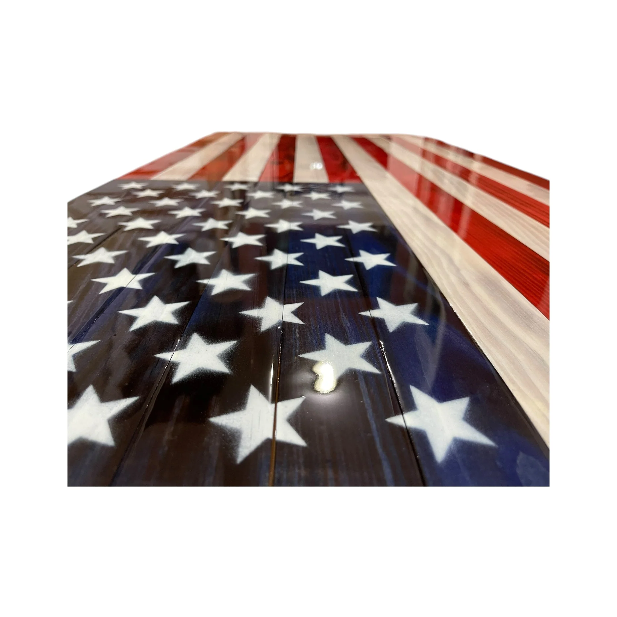Wooden American Flag with Epoxy Coating and Custom Engraving - Image 4