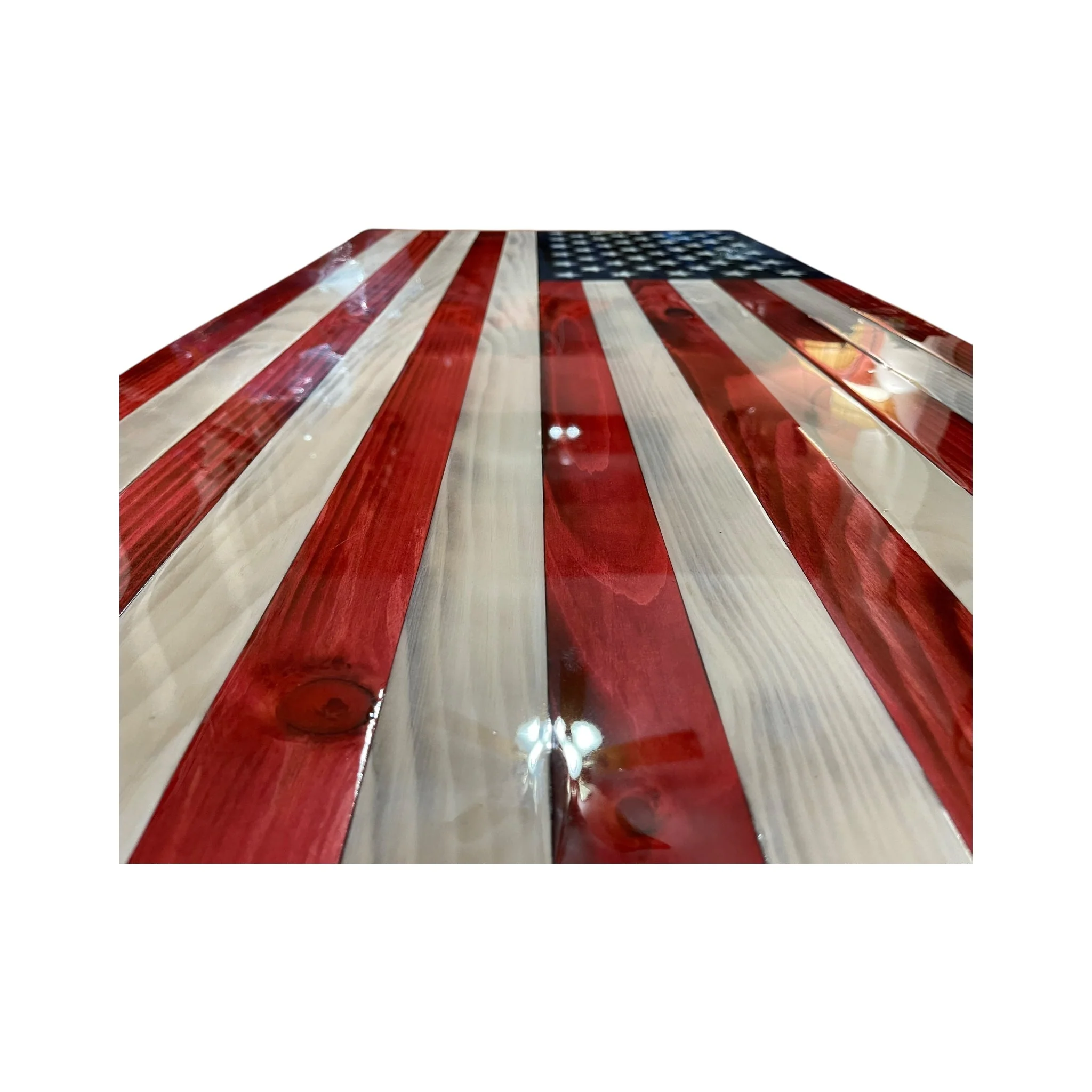 Wooden American Flag with Epoxy Coating and Custom Engraving - Image 5
