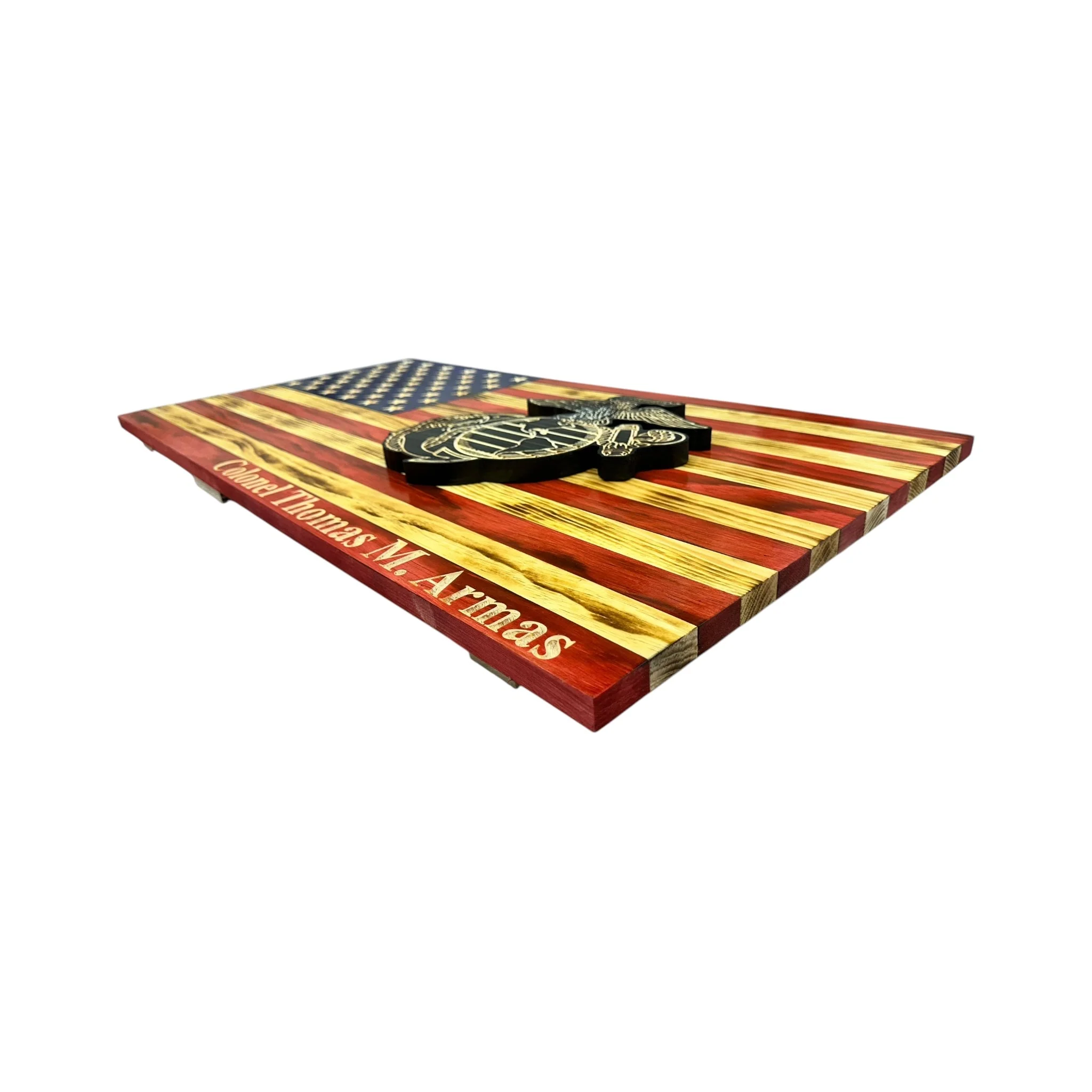 Wooden American Flag with Marine Corps Logo and Personalization - Image 10