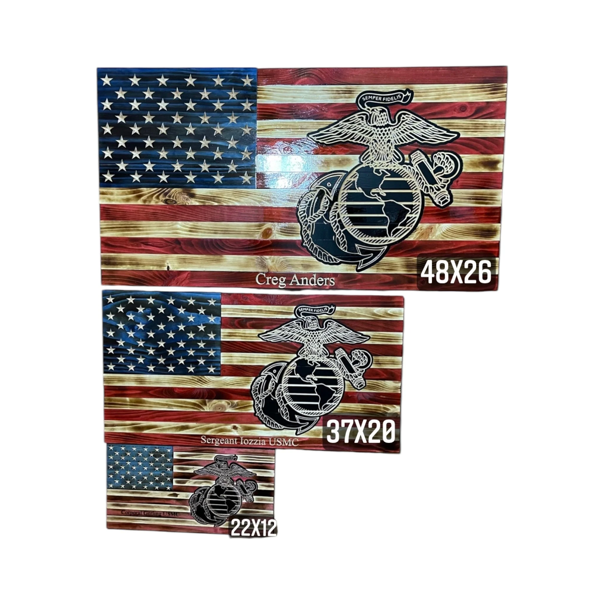 Wooden American Flag with Marine Corps Logo and Personalization - Image 5
