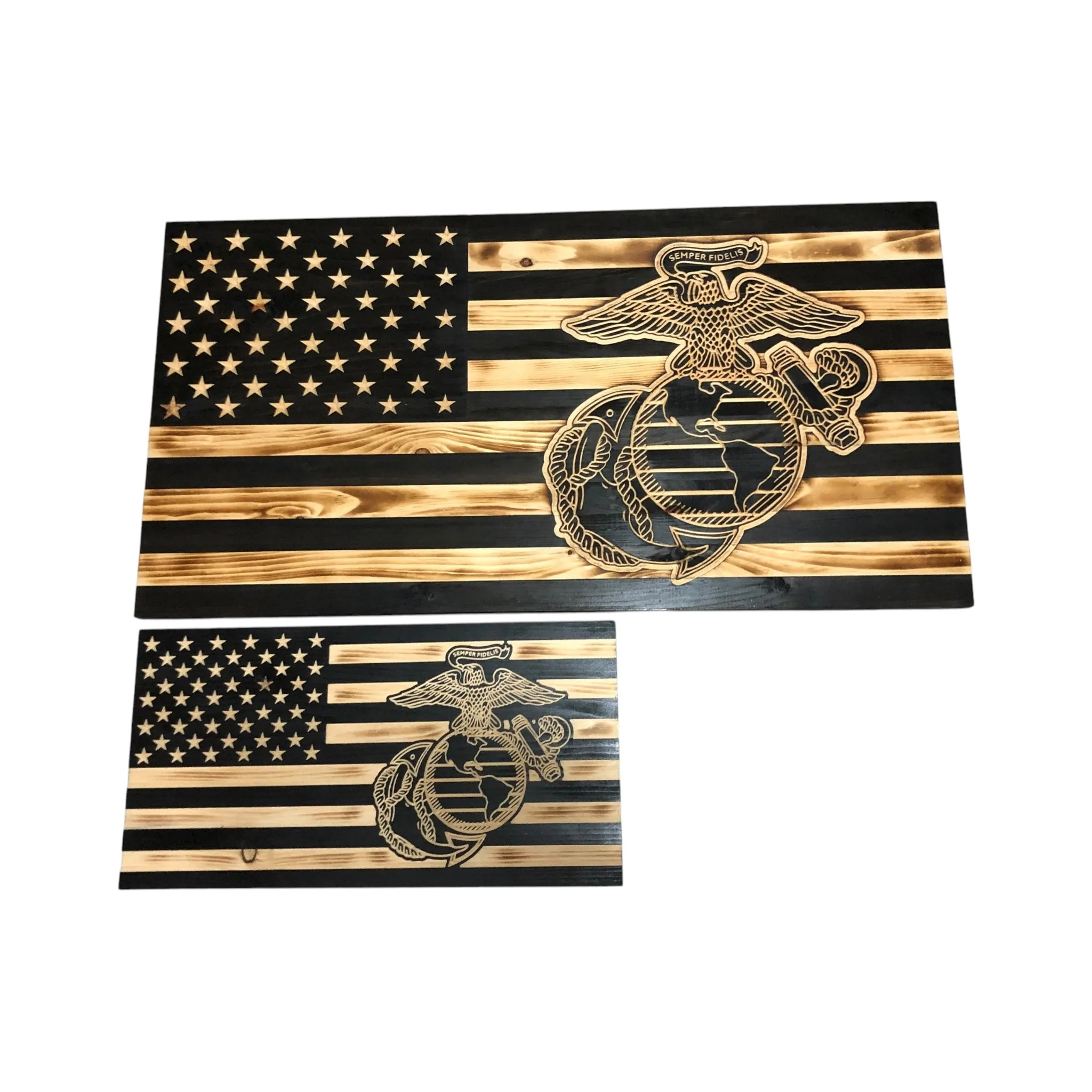 Wooden American Flag with Marine Corps Logo and Personalization - Image 6