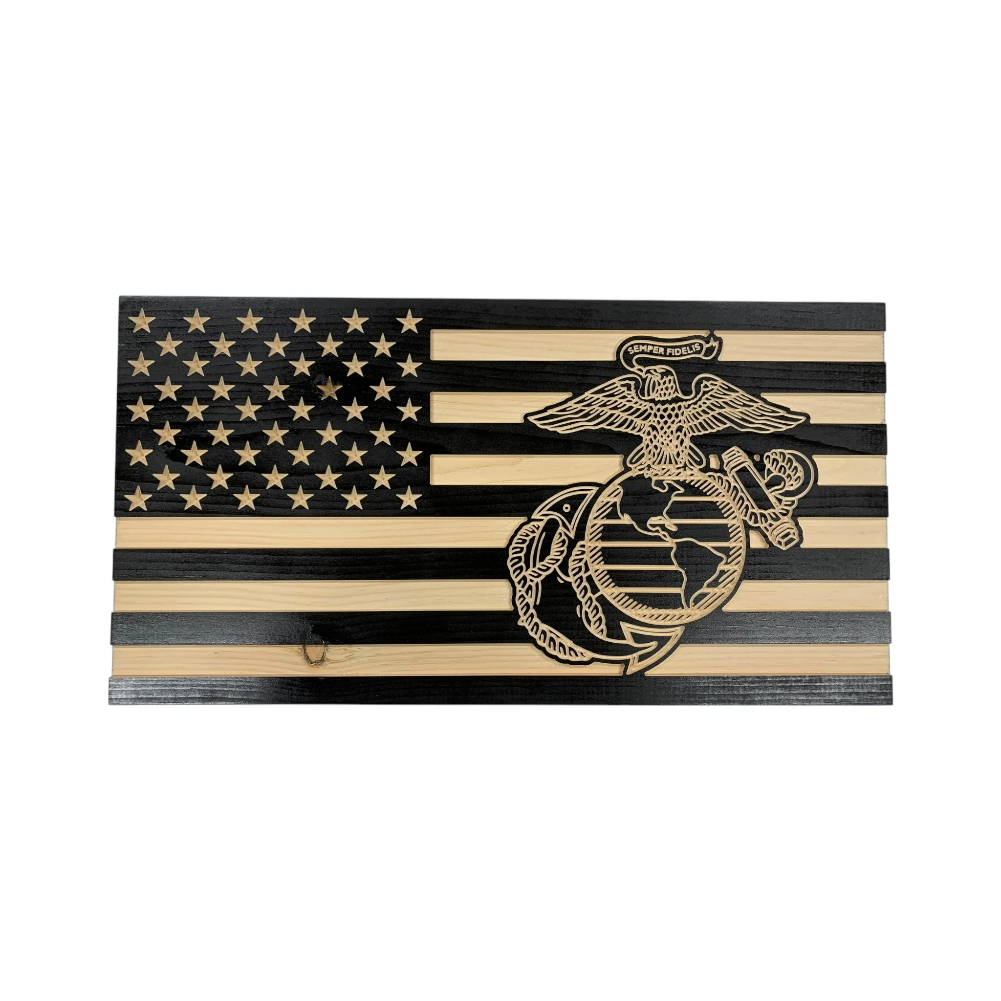 Wooden American Flag with Marine Corps Logo and Personalization - Image 7