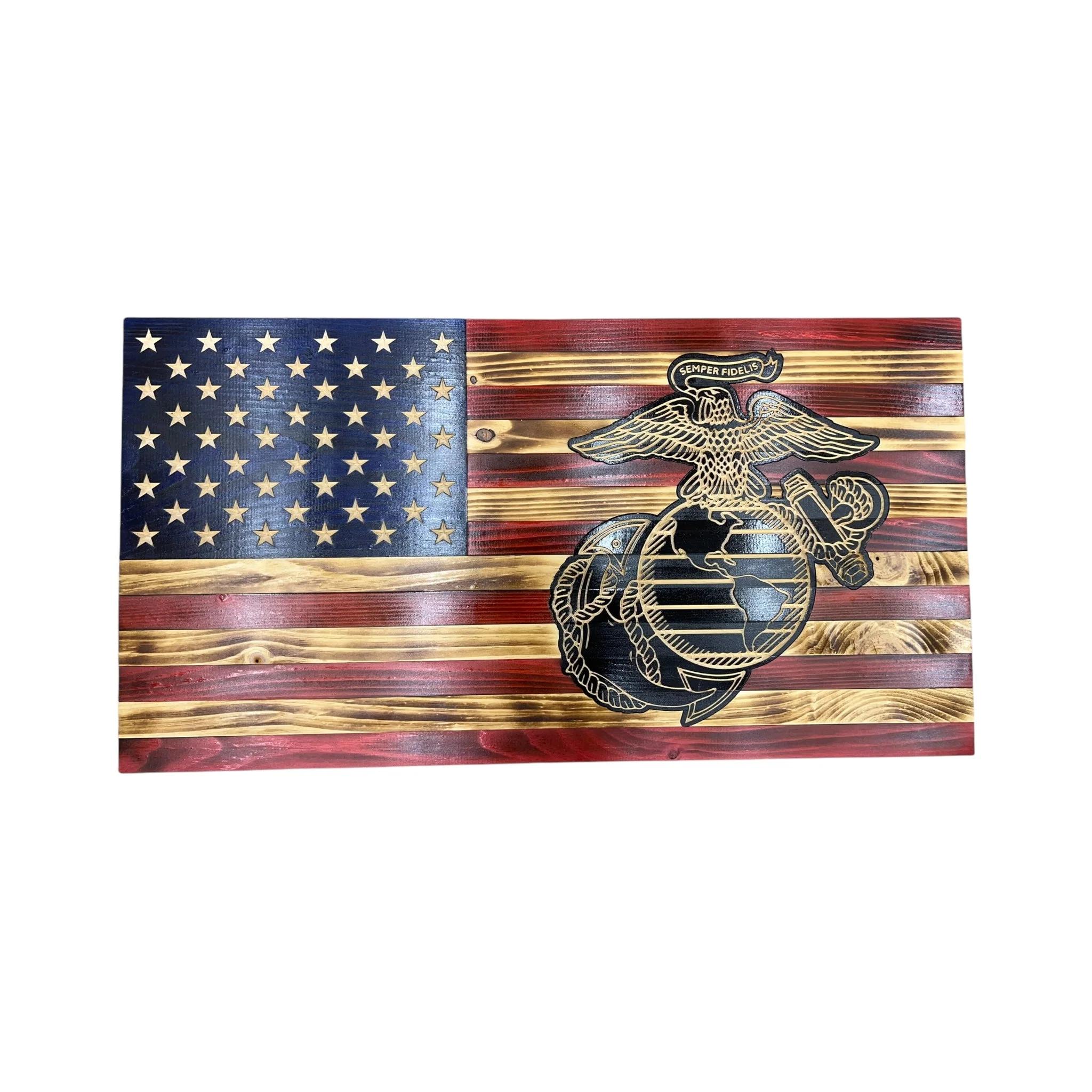 Wooden American Flag with Marine Corps Logo and Personalization - Image 8
